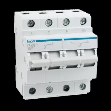 HAGER CHANGEOVER SWITCH, ON-OFF-ON, DIN RAIL, 2-POLE, 63A
